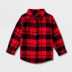 Toddler Boys' Adaptive Long Sleeve Button-Down Flannel Shirt - Cat & Jack™ Red -Cat & Jack Sales Store GUEST d1688b05 fd72 4da7 ab21 38bb100ecd03