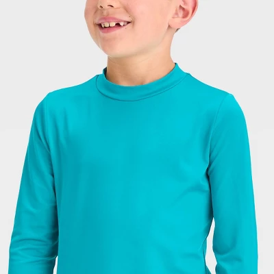 Boys' Solid Rash Guard Top - Cat & Jack™ Turquoise Green 3 Boys' Solid Rash Guard Top - Cat & Jack™ Turquoise Green