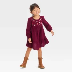 Toddler Girls' Floral Long Sleeve Dress - Cat & Jack™ Burgundy -Cat & Jack Sales Store GUEST d580dedb 530f 460e 8481 1d97129d59cf