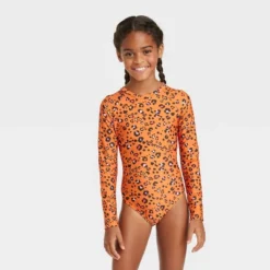 Girls' Spots Of Fun Long Sleeve One Piece Rash Guard Swimsuit - Cat & Jack™️ Orange -Cat & Jack Sales Store GUEST d9813fe8 bd6a 4fc4 a75e 59d0ccb856db