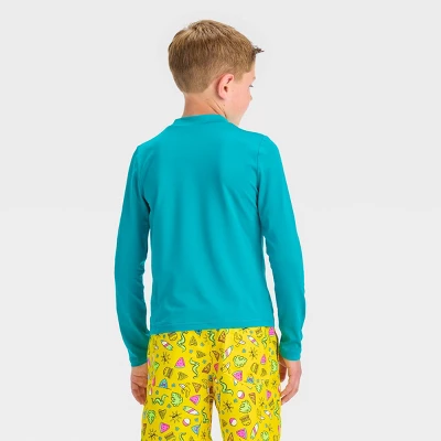 Boys' Solid Rash Guard Top - Cat & Jack™ Turquoise Green 4 Boys' Solid Rash Guard Top - Cat & Jack™ Turquoise Green - Image 2