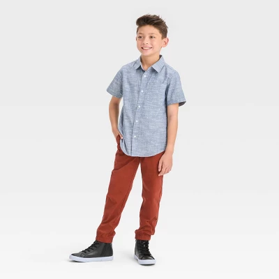 Boys' Short Sleeve Polka Dots Button-Down Shirt - Cat & Jack™ Blue 4 Boys' Short Sleeve Polka Dots Button-Down Shirt - Cat & Jack™ Blue - Image 2