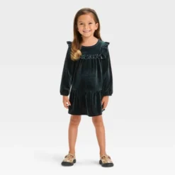 Toddler Girls' Solid A-Line Long Sleeve Dress - Cat & Jack™ Black -Cat & Jack Sales Store GUEST e6a35c6c 0040 4131 8c66 b6041ffd78d1