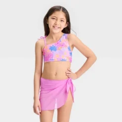 Girls' 'Sketchy Tropical Scenic With Sarong' Bikini Set - Cat & Jack™ Light Pink -Cat & Jack Sales Store GUEST e6fe1da3 ed95 4863 8569 e367d7d8ef6f