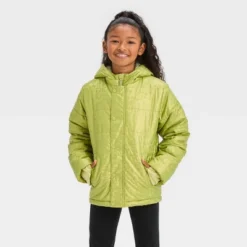Kids' Solid Puffer Jacket - Cat & Jack™ Green -Cat & Jack Sales Store GUEST e9b5d4af 2813 44a8 8b50 a867263ccc66