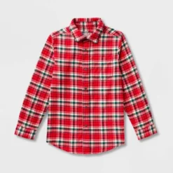 Boys' Adaptive Woven Plaid Button-Down Shirt - Cat & Jack - Red -Cat & Jack Sales Store GUEST ee45b03f 2ef9 4f5d 983b 598bf0583117