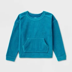Girls' Adaptive Velour Sweatshirt - Cat & Jack™ Teal Blue -Cat & Jack Sales Store GUEST f21dced2 af4b 41d3 9707 c490639b6166