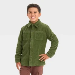 Boys' Long Sleeve Corduroy Shacket - Cat & Jack™ Olive Green -Cat & Jack Sales Store GUEST f37e600e 824f 499a 9ced d8c47566489f