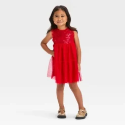 Toddler Girls' Sequin Dress - Cat & Jack™ Red -Cat & Jack Sales Store GUEST f90ee142 e611 46a8 9820 7d0f2f94520a