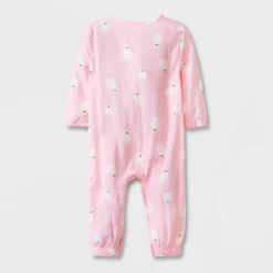 Baby Girls' Ghost Gauze Long Sleeve Romper - Halloween - Cat & Jack™ Light Pink